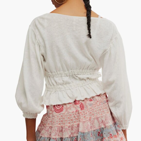 NWT Free People Let's Go LINEN Blouse  2512 - Picture 2 of 6